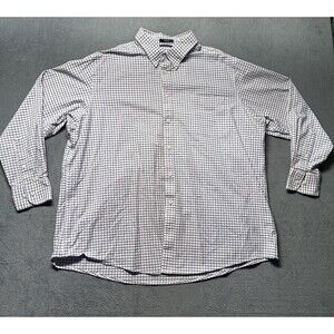Dockers Battery Street Mens XXL Button Down Shirt Blue Orange Plaid Stretch EUC
